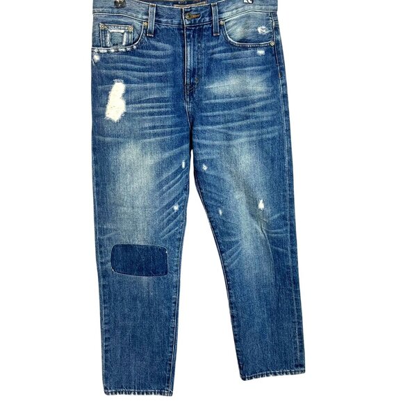 Point Sur Denim J. Crew Straight Leg Patchwork Repaired High Rise Jeans Size 29 - Picture 1 of 6